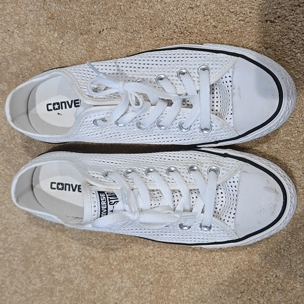 Converse White Perforated Low-Tops